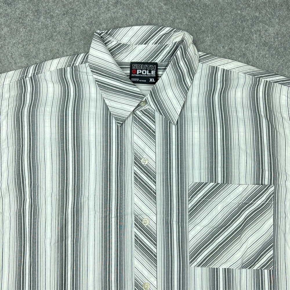 South Pole Shirt Mens Extra Large Gray Long Sleeve Button Up Hip Hop VTG Y2K‎